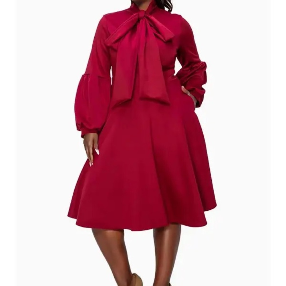 Elegant Red Bow-Tie Dress